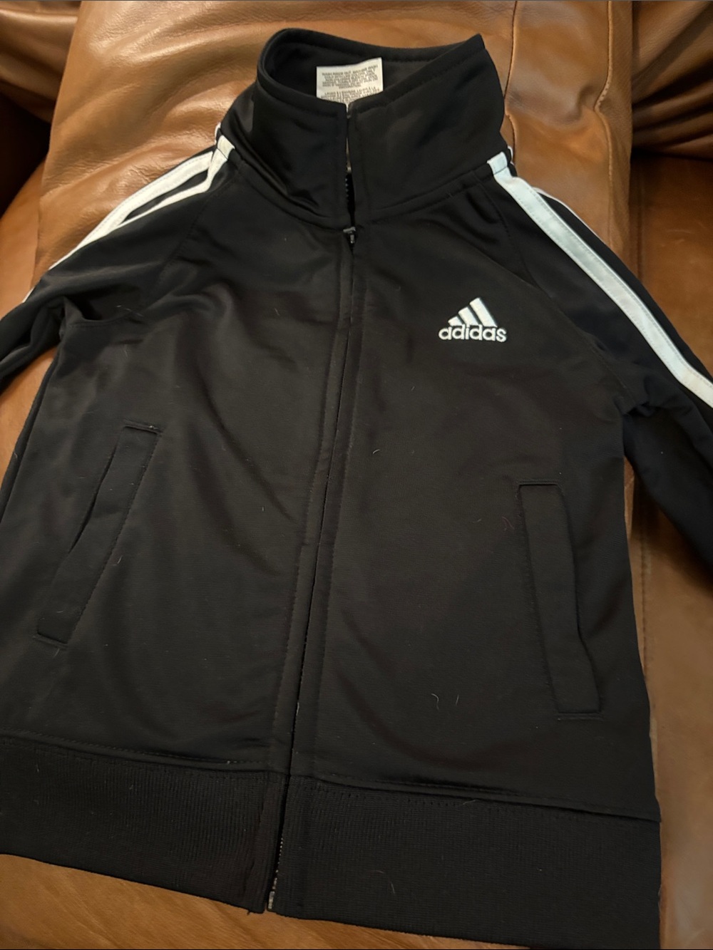 adidas Black Track Jacket with White Shoulder Stripes